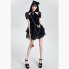 Cold-shoulder Keyhole A-line Layered Dress