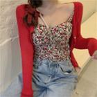 Floral Print Camisole Top Floral - Red - One Size
