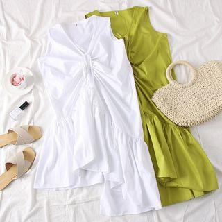 Asymmetric Drawstring Tank Dress
