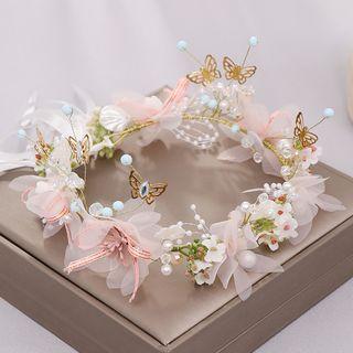 Wedding Butterfly & Flower Headpiece Fd859 - Pink - One Size