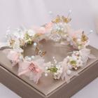 Wedding Butterfly & Flower Headpiece Fd859 - Pink - One Size
