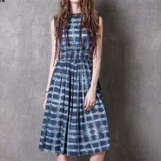 Set: Printed A-line Sleeveless Dress + Slipdress