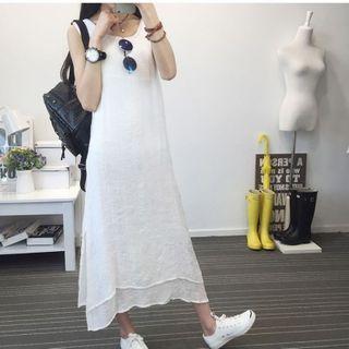 Plain Midi Tank Dress White - One Size