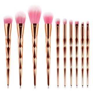 Set Of 10: Makeup Brush T-10-162 - Set Of 10 - Rose Gold & Pink - One Size