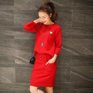 Mock Two Piece 3/4-sleeve Knit Dress
