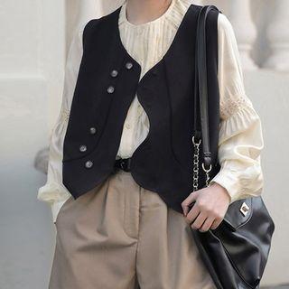 Asymmetrical Snap-button Vest
