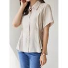 Two-way Short-sleeve Pleated Shirt