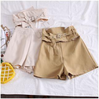 Wide-leg Shorts With Wide Belt