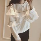 Long-sleeve Ruffle-panel Top