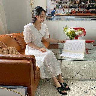 Frilled-collar Eyelet Lace Dress