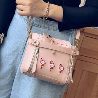 Flamingo Applique Crossbody Bag