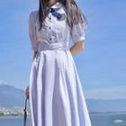 Short-sleeve Bow Midi Shirtdress