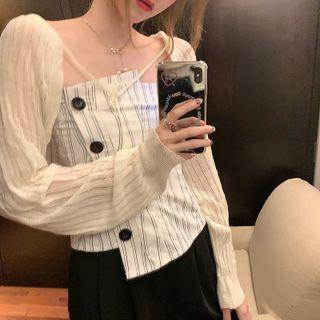 Light Jacket / Irregular Print Tube Top