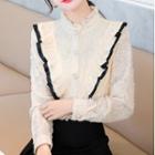 Long-sleeve Stand-collar Lace Blouse