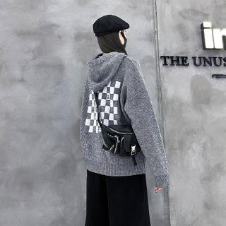 Check Print Hooded Sweater