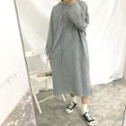 Plain Loose-fit Long-sleeve Pullover Dress