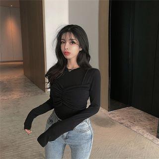 Mock Two Piece Bow Knit Long-sleeve Top