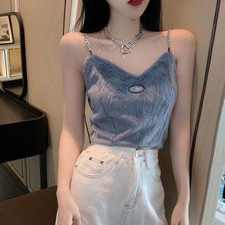 Furry-knit V-neck Cropped Camisole