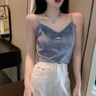 Furry-knit V-neck Cropped Camisole
