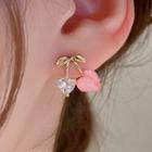 Peach Resin Rhinestone Alloy Earring 1 Pair - Silver Needle - Pink - One Size