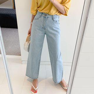 Washed Denim Wide-leg Jeans