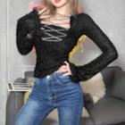 Bell-sleeve Chained-up Knit Top