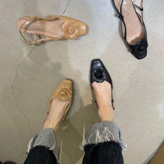 Floral Square Toe Slingback Mules