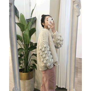 V-neck Bobble Wool Blend Sweater
