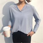 Open-placket Dip-back Chiffon Top
