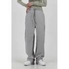 Fray-hem Contrast-panel Pants