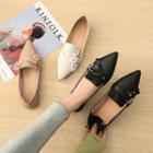 Pointy Grommet Buckled Flats