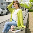 Plus Size Round-neck Raglan-sleeve Cardigan