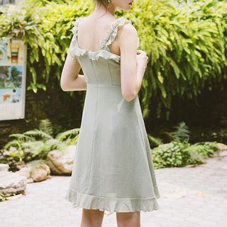 Frilled Strappy A-line Chiffon Dress