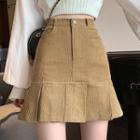 High Waist Corduroy Mini A-line Skirt