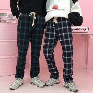Couple Matching Plaid Drawstring Pants