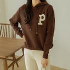 Letter Jacquard Knit Hoodie