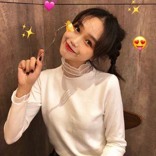 Mock Neck Sheer Panel Long-sleeve Top