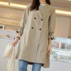 Open-placket Double-breasted Trench Coat