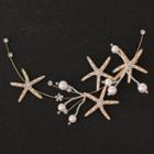 Faux Pearl Rhinestone Starfish Bridal Hair Clip Silver - One Size