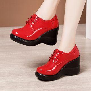 Plain Wedge Heel Oxfords