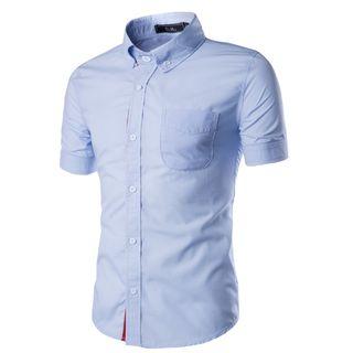 Plain Pocketed Short Sleeve Shirt