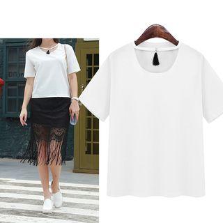 Cutout Tasseled Short-sleeve T-shirt