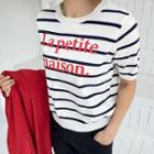 Lettered Striped Knit Top