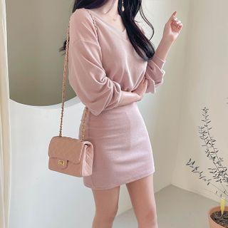 V-neck Tube-hem Dress