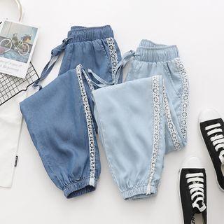 Lace Trim Jogger Jeans