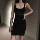 Lettering Knit Tank Dress Black - One Size