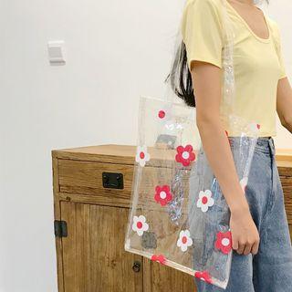 Floral Tote Bag Red Flowers - Transparent - One Size