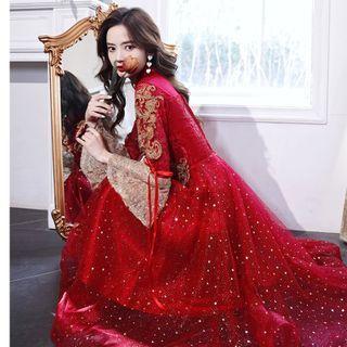 Traditional Chinese Flare-sleeve A-line Wedding Dress