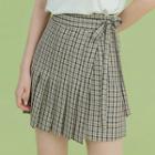 Tie-waist Plaid Pleated Mini Skirt