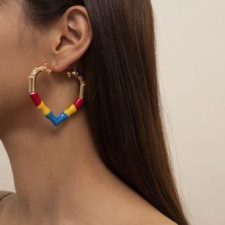 Heart Drop Earring 1 Pair - 2303 - Gold - One Size